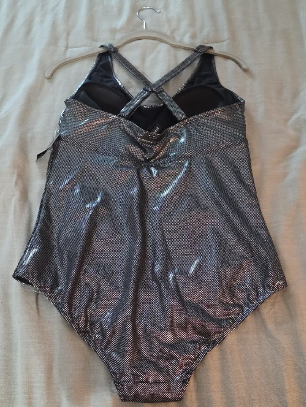 torrid Metallic Foil Keyhole One-Piece Swimsuit - Black Silver - Picture 3 of 7
